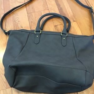 Gray leather look bag.